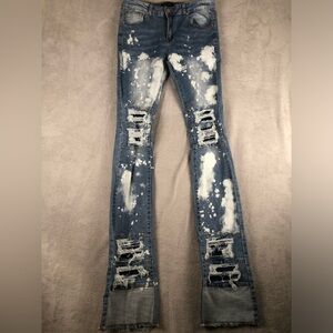 Mens THRT Skinny Denim Blue Jeans Size 36 Distressed Light Wash